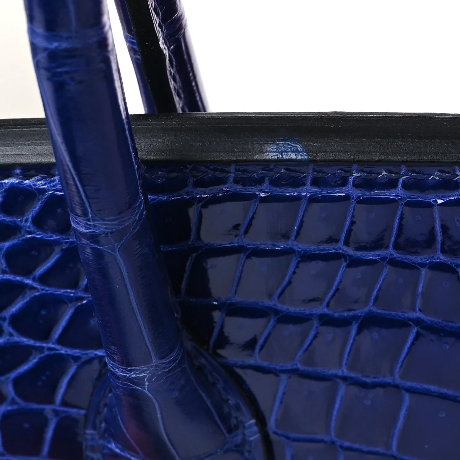 Shiny Porosus Crocodile Horseshoe Birkin 30 Bleu Electrique Magnolia