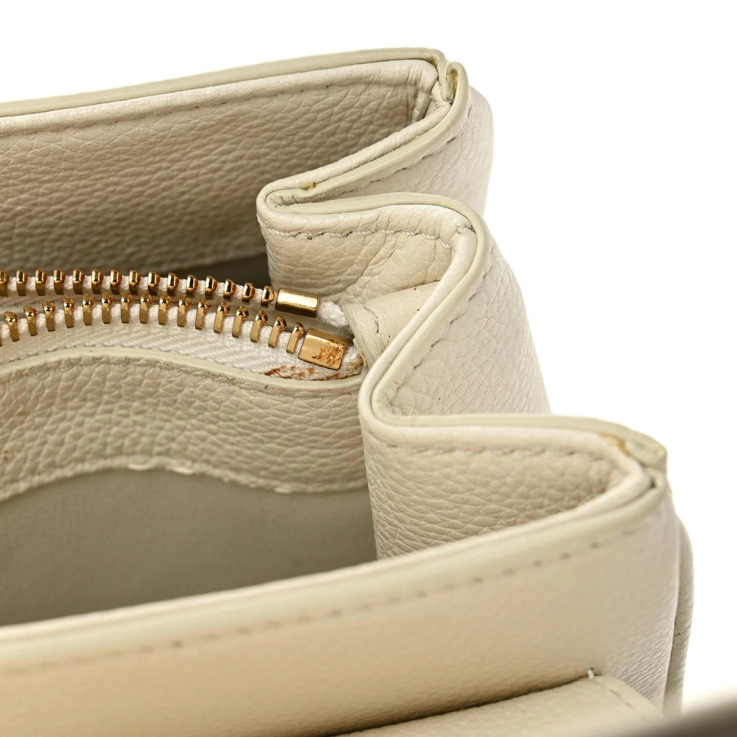 Grained Calfskin Small 16 Top Handle Bag White