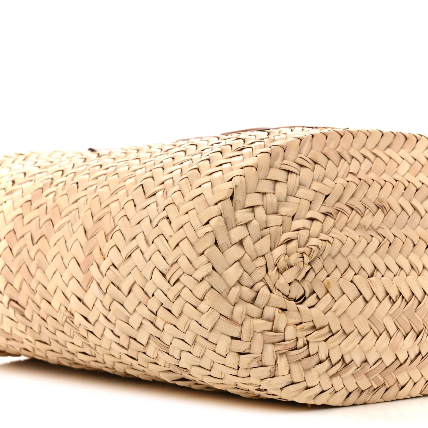 Raffia Calfskin Triomphe Medium Panier Tan