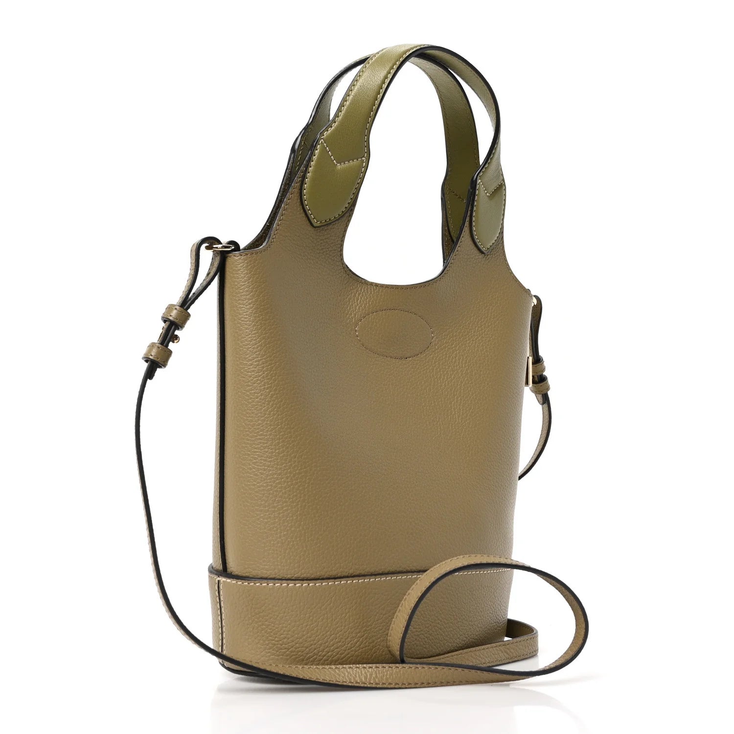 Small Classic Grain Silky Calfskin Lily Tote Linen Green