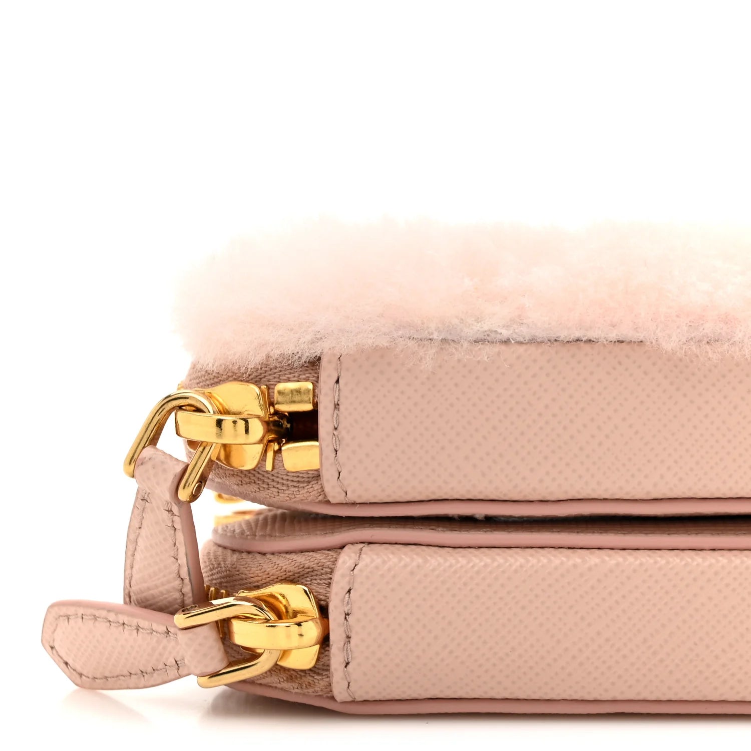 Saffiano Shearling Triangle Mini Pouch Orchidea