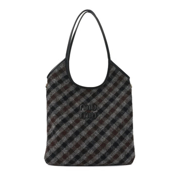 Wool Nappa Plaid Ivy Bag Slate Gray Cocoa Brown