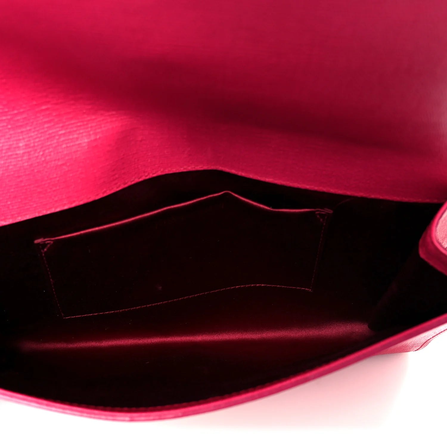 Textured Calfskin Y Ligne Clutch Fuchsia