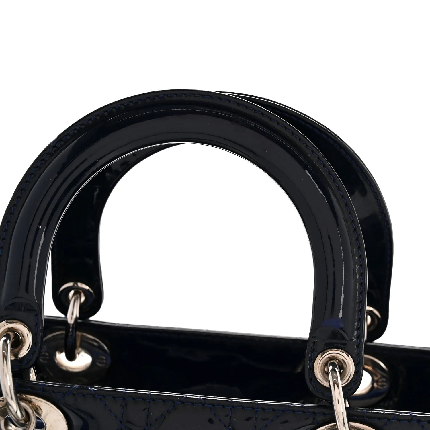 Patent Cannage Medium Lady Dior Blue