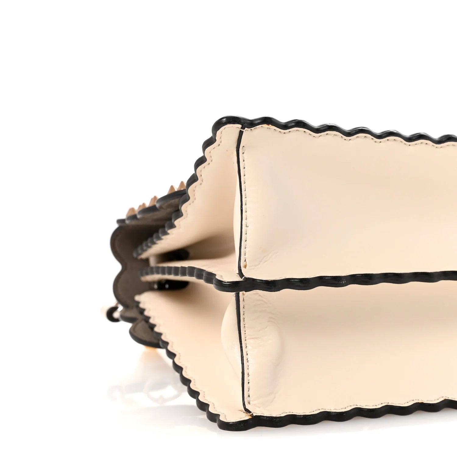 Vitello Liberty Lucido Flowers and Bows Scalloped Studded Kan I Shoulder Bag Camelia Black Cherry