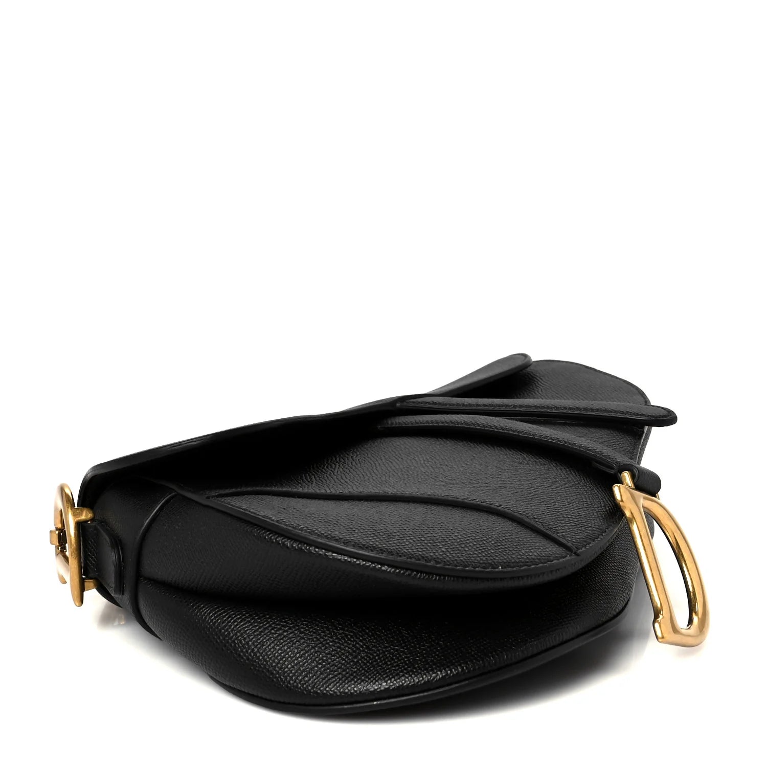 Grained Calfskin Saddle Bag Black