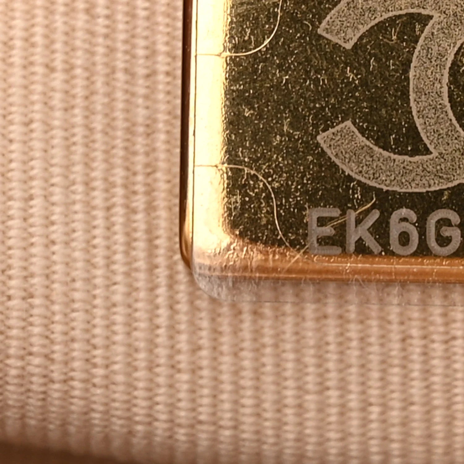 Shiny Crumpled Calfskin Quilted Small Wavy CC Hobo Dark Beige