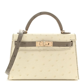 Ostrich Horseshoe Kelly Sellier Mini 20 Beton Gris Tourterelle