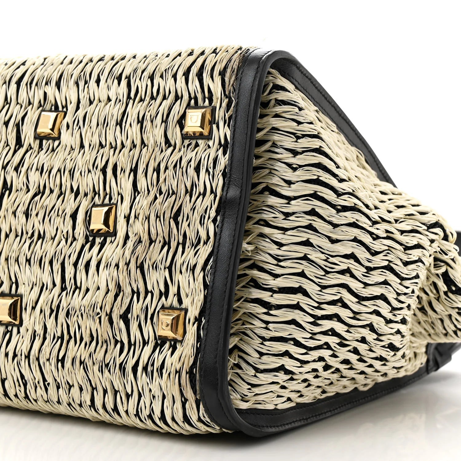 Raffia Large Studio Bag Black White