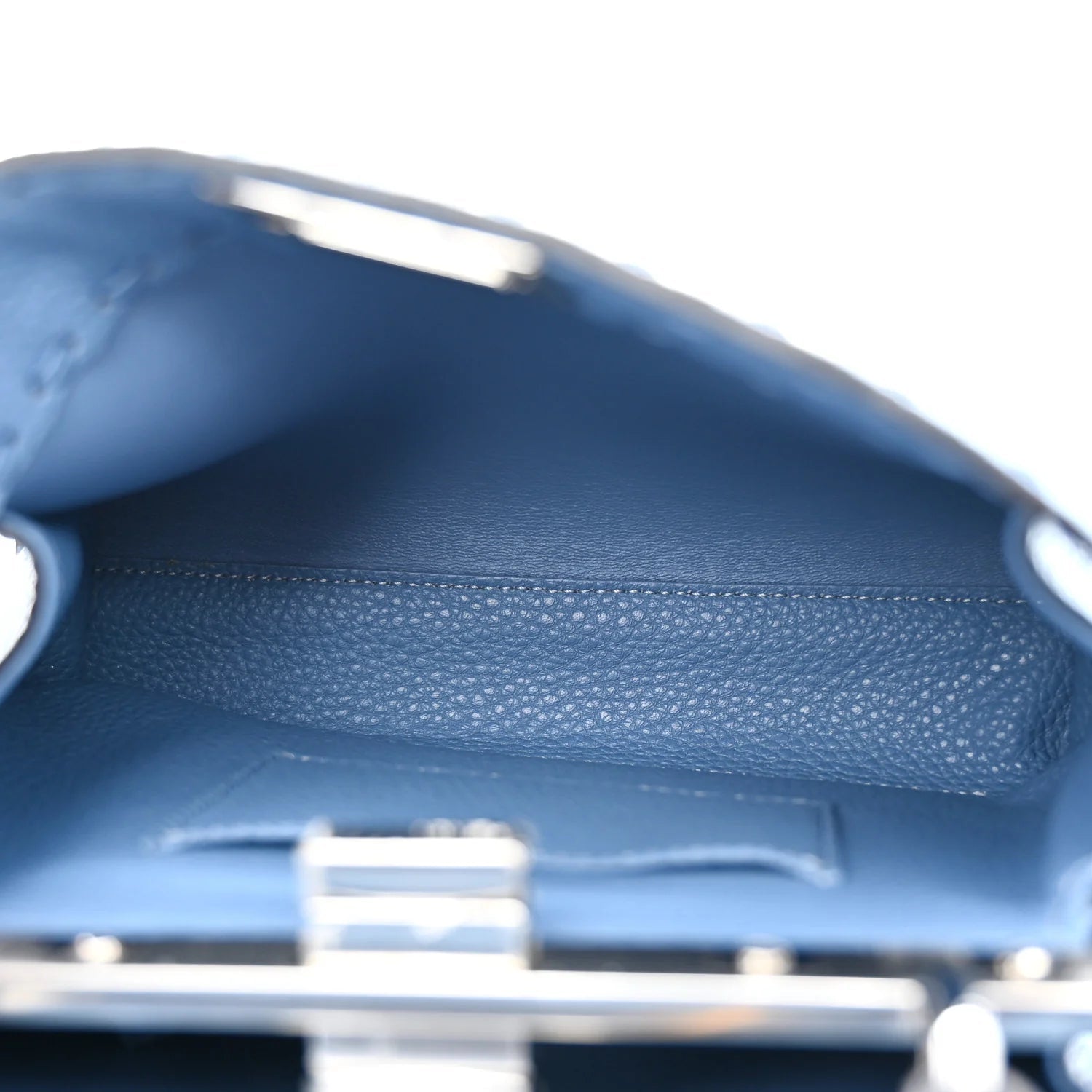 Cuoio Romano Selleria Macro Stitchings Mini Peekaboo Iconic Satchel Argento Blue