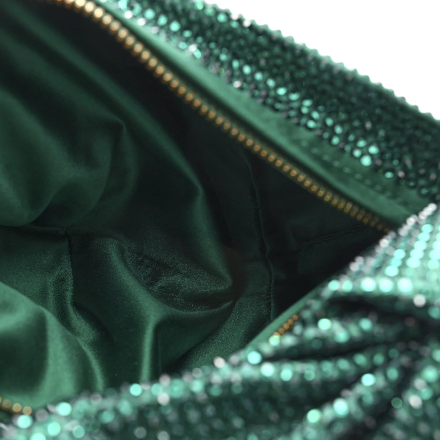 Crystal Embellished Satin Mini Hotfix Jodie Emerald