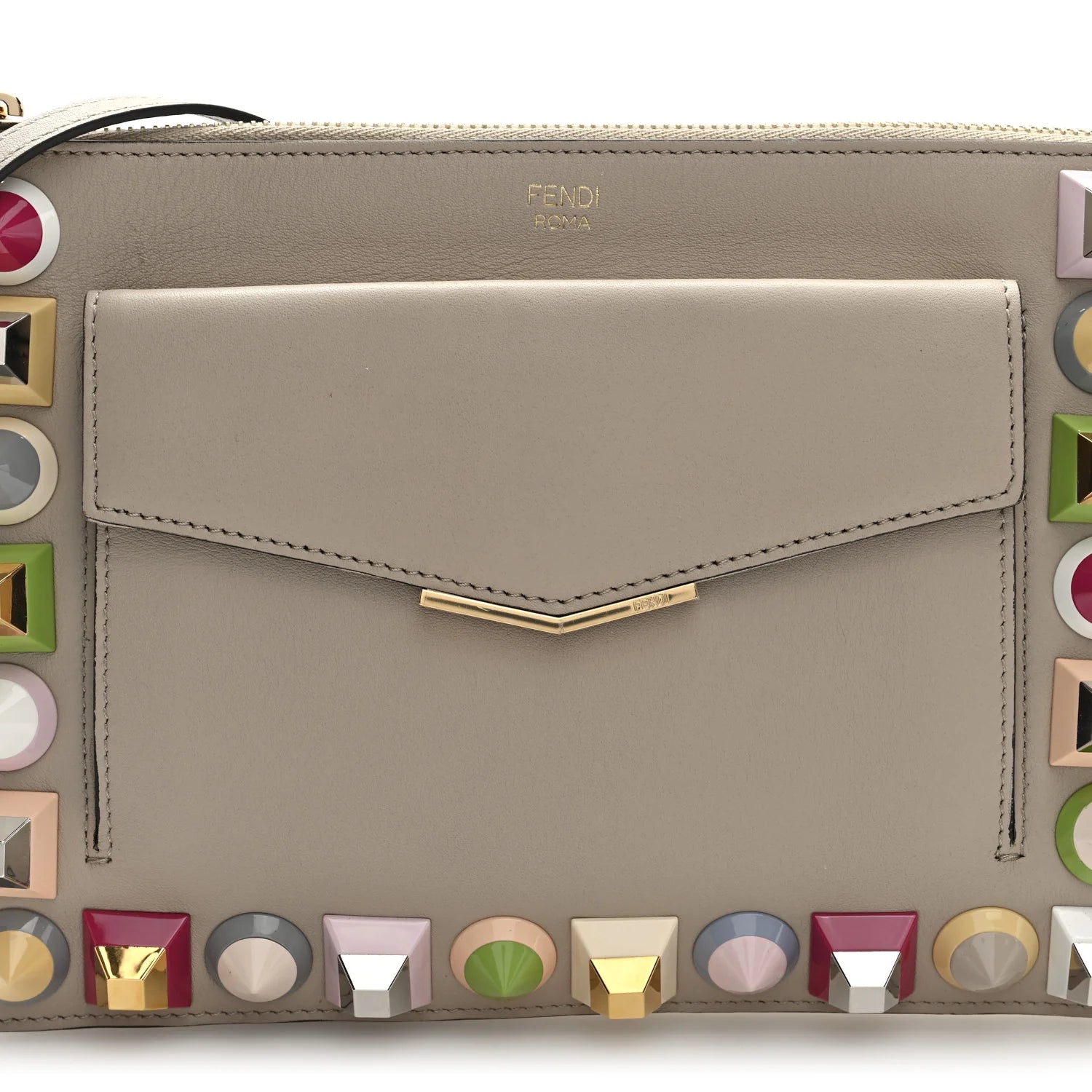 Vitello Dolce Studded Mini 2Jours Pouch Cuoio Multicolor