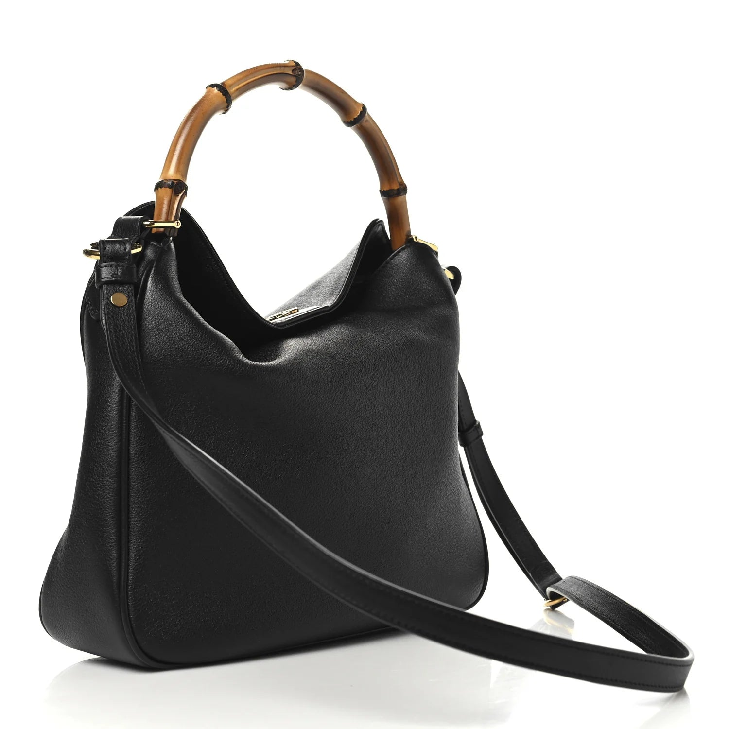 Softy Wonka Textured Dollar Calfskin Medium Diana Shoulder Bag Black