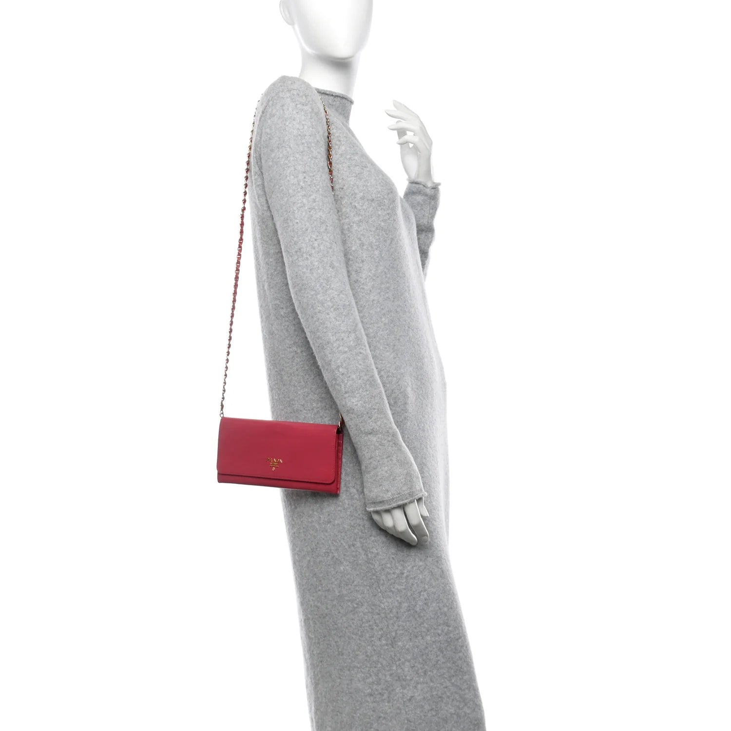 Saffiano Metal Oro Chain Wallet Peonia