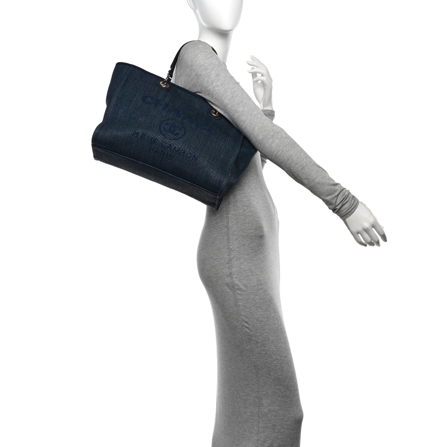 Mixed Fibers Small Deauville Tote Navy Blue