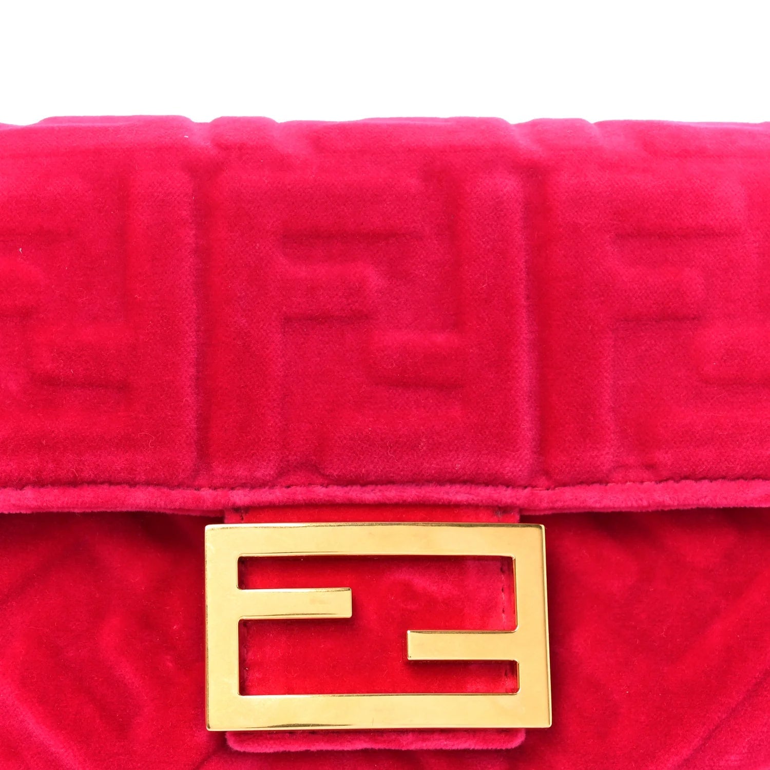 Velvet FF Embossed Hip Belt Baguette Bag Fuxia