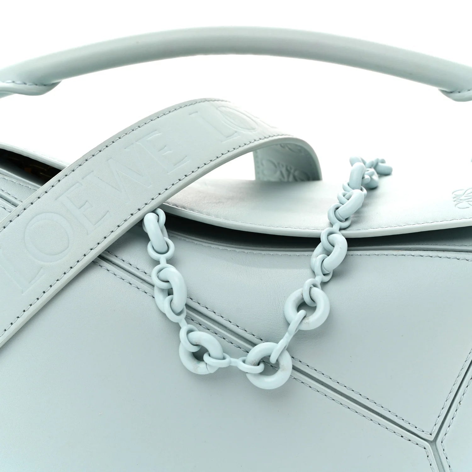 Grained Calfskin Small Puzzle Bag Aquamarine