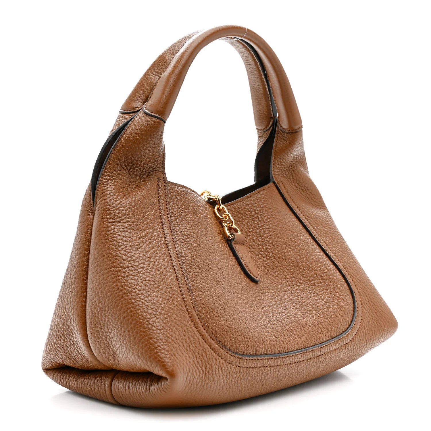 Grained Calfskin Softbit Medium Shoulder Bag Brown