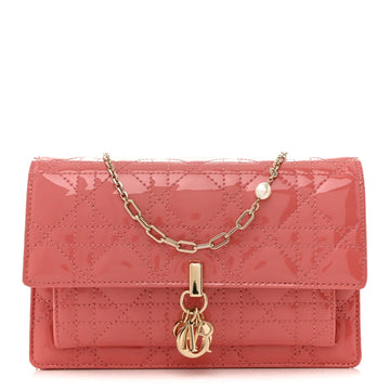 Patent Cannage Lady Dior Chain Pouch Pink