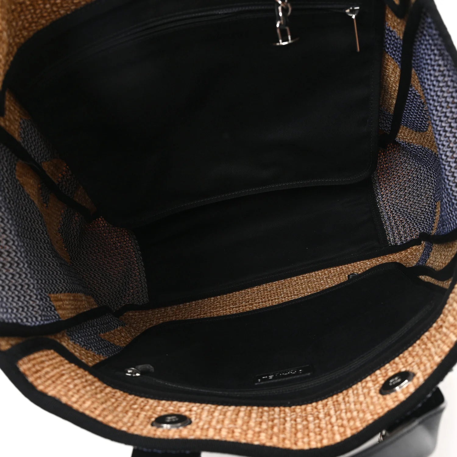 Mixed Fibers Large Shopping Bag Blue Beige