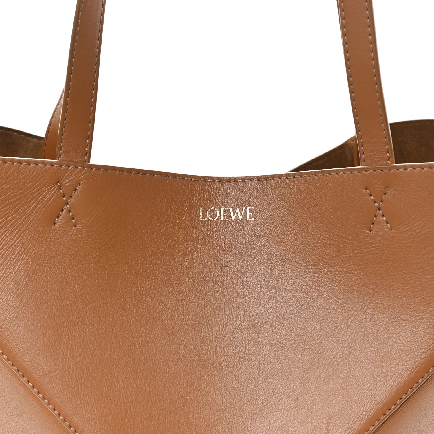 Shiny Calfskin Medium Puzzle Fold Tote Warm Desert