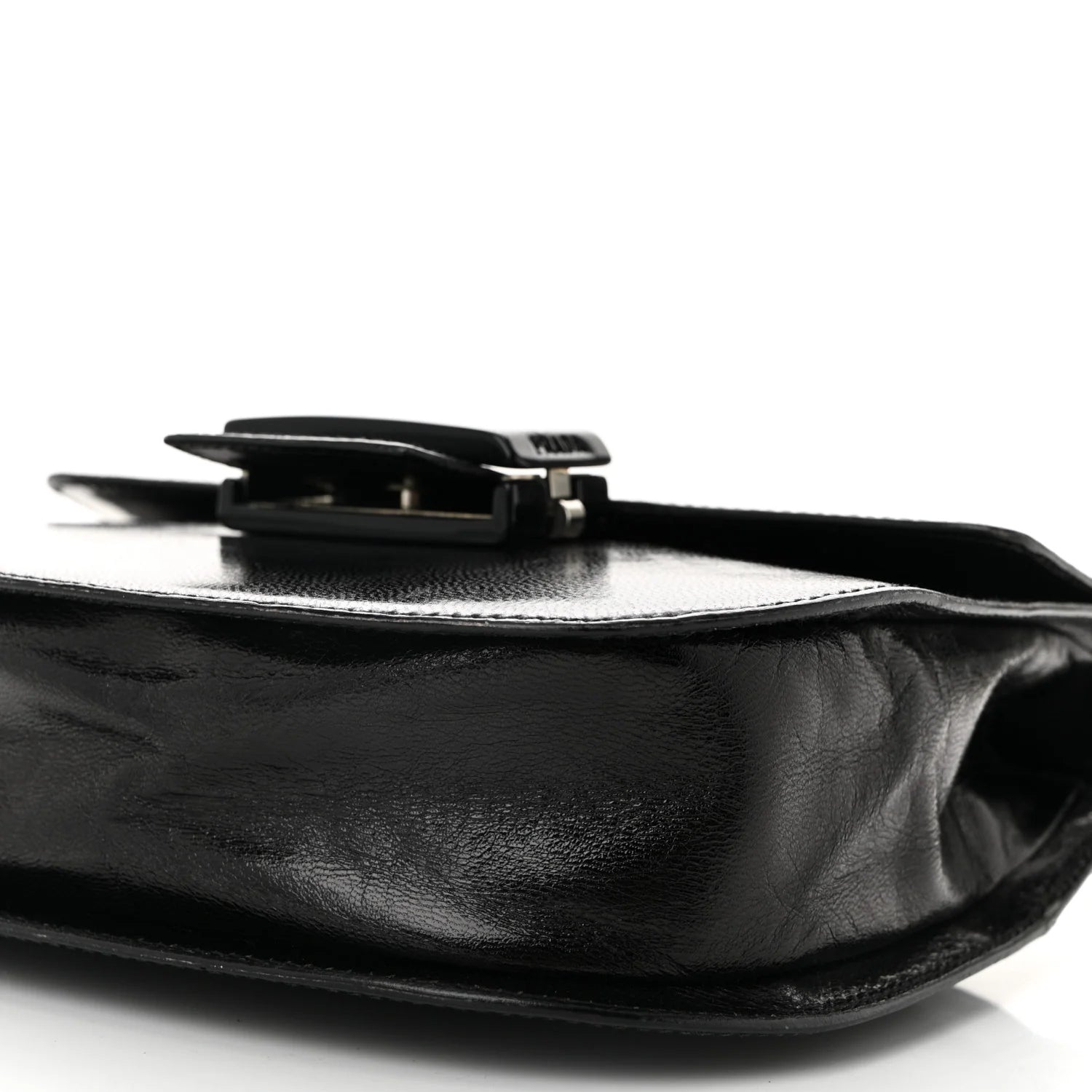 Spazzolato Fliplock Flap Shoulder Bag Black