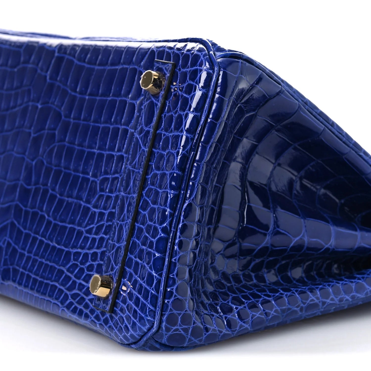 Shiny Porosus Crocodile Horseshoe Birkin 30 Bleu Electrique Magnolia