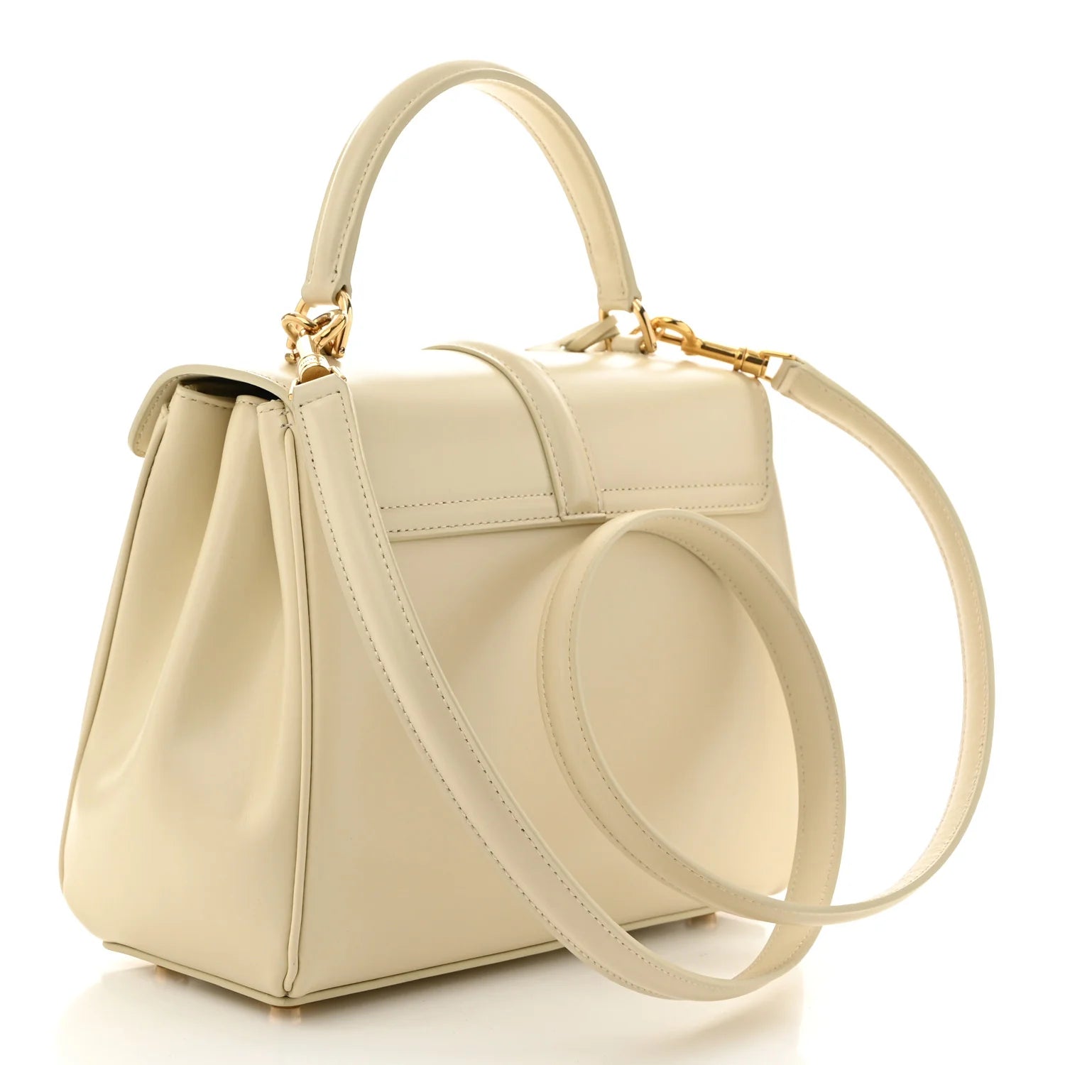 Satinated Calfskin Small 16 Top Handle Bag Beige