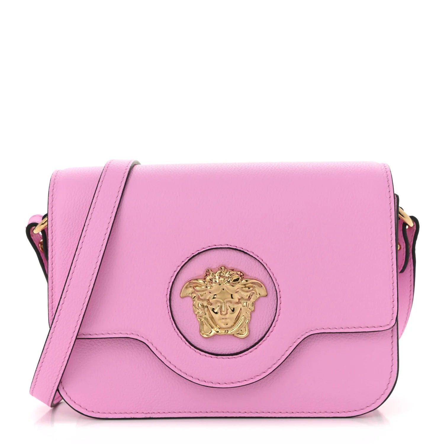 Grained Calfskin La Medusa Shoulder Bag Pink