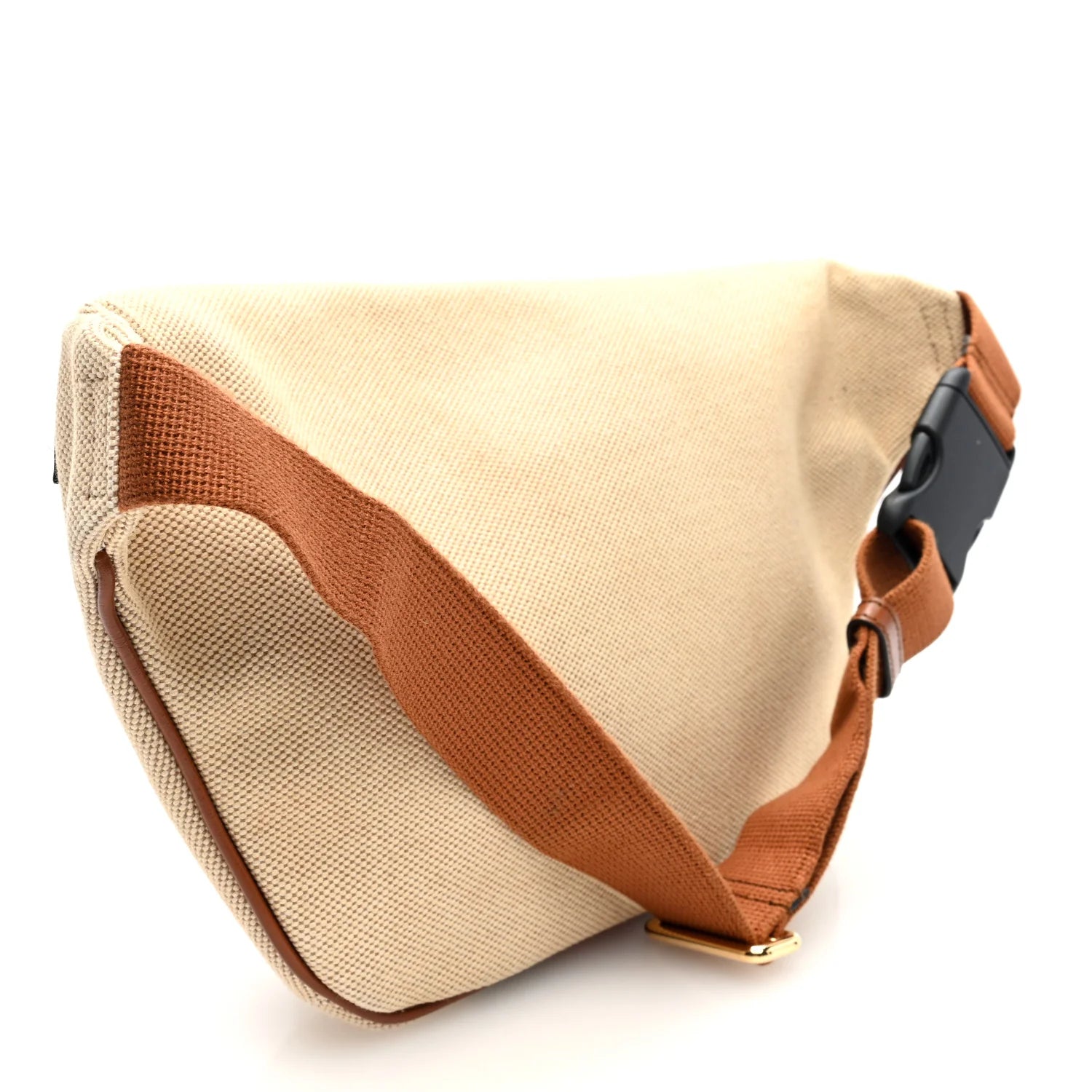 Vintage Canvas Web Belt Bag Sand Cuir