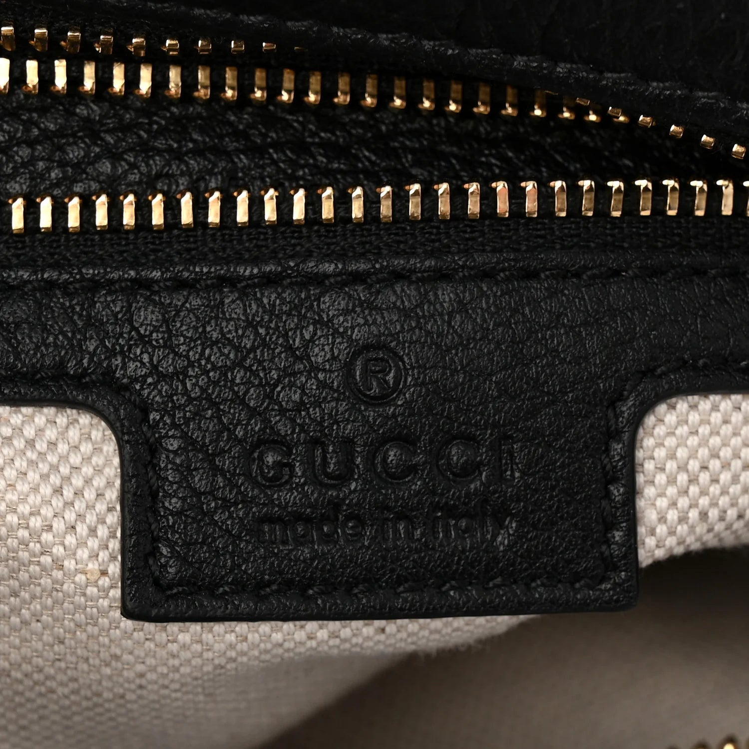 Grainy Calfskin GG Embossed Emblem Small Half Moon Shoulder Bag Black