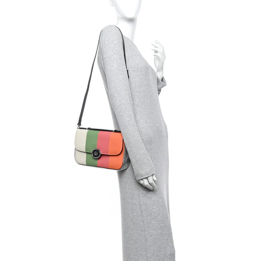 Senna Calfskin Petite GG Top Handle Shoulder Bag Mystic White Silver Multicolor