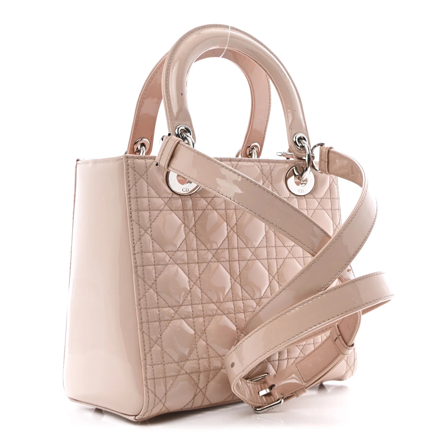 Patent Cannage Medium Lady Dior Rose Clair