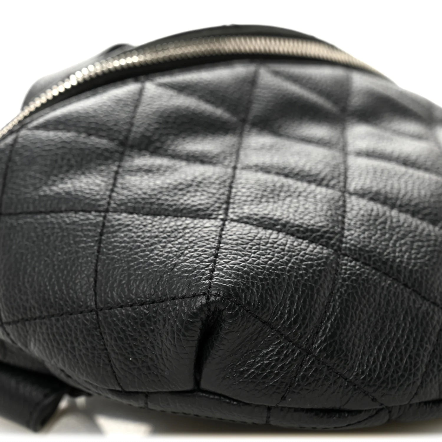 Grained Calfskin Quilted Waist Belt Bag Black