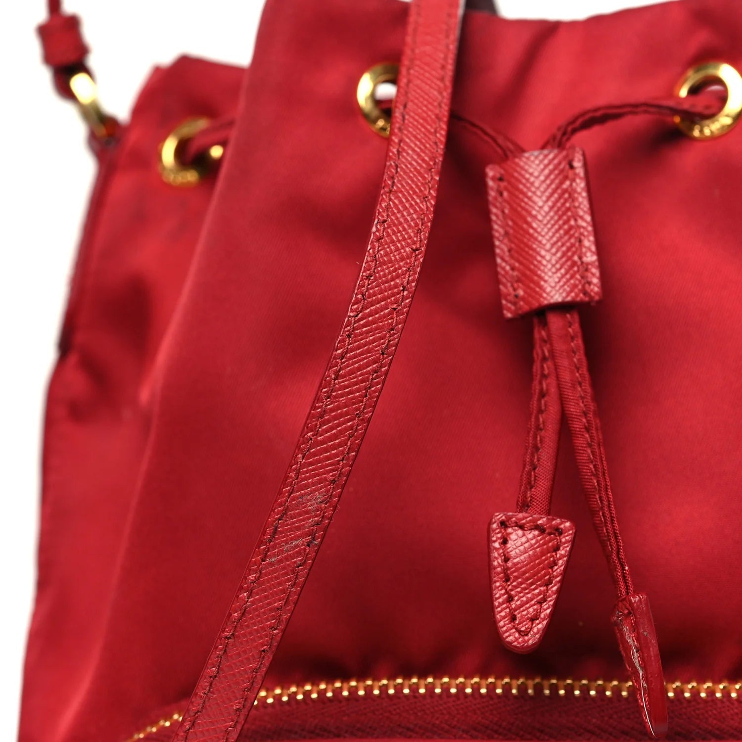 Nylon Vela Saffiano Mini Bucket Crossbody Bag