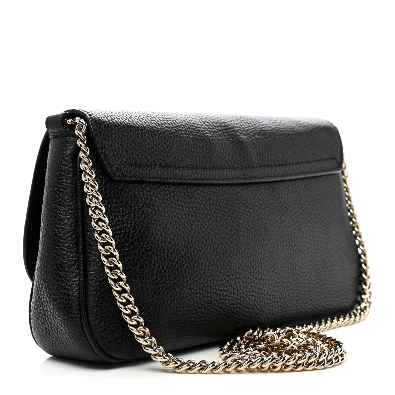 Pebbled Calfskin Medium Soho Flap Crossbody Black