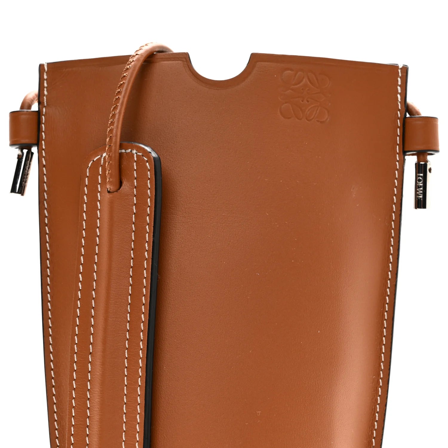 Smooth Calfskin Anagram Phone Pouch Tan