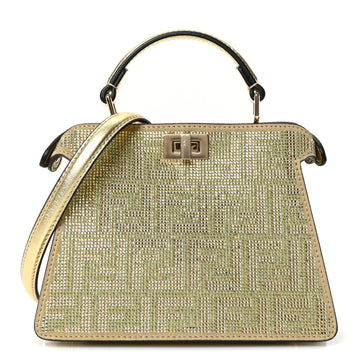 Crystal Vitello Laminato FF Petite Peekaboo I SEE U Satchel Crystal Platinum Light Gold