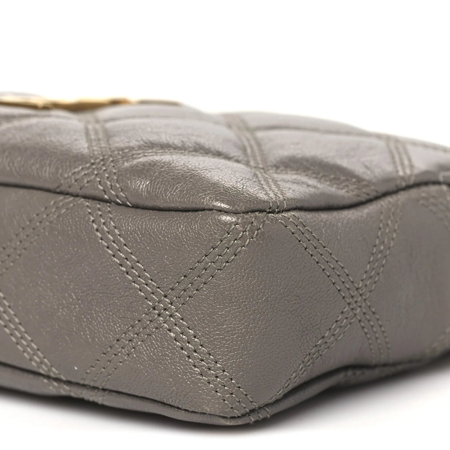 Grained Lambskin Quilted Mini Becky Double Zip Bag Taupe