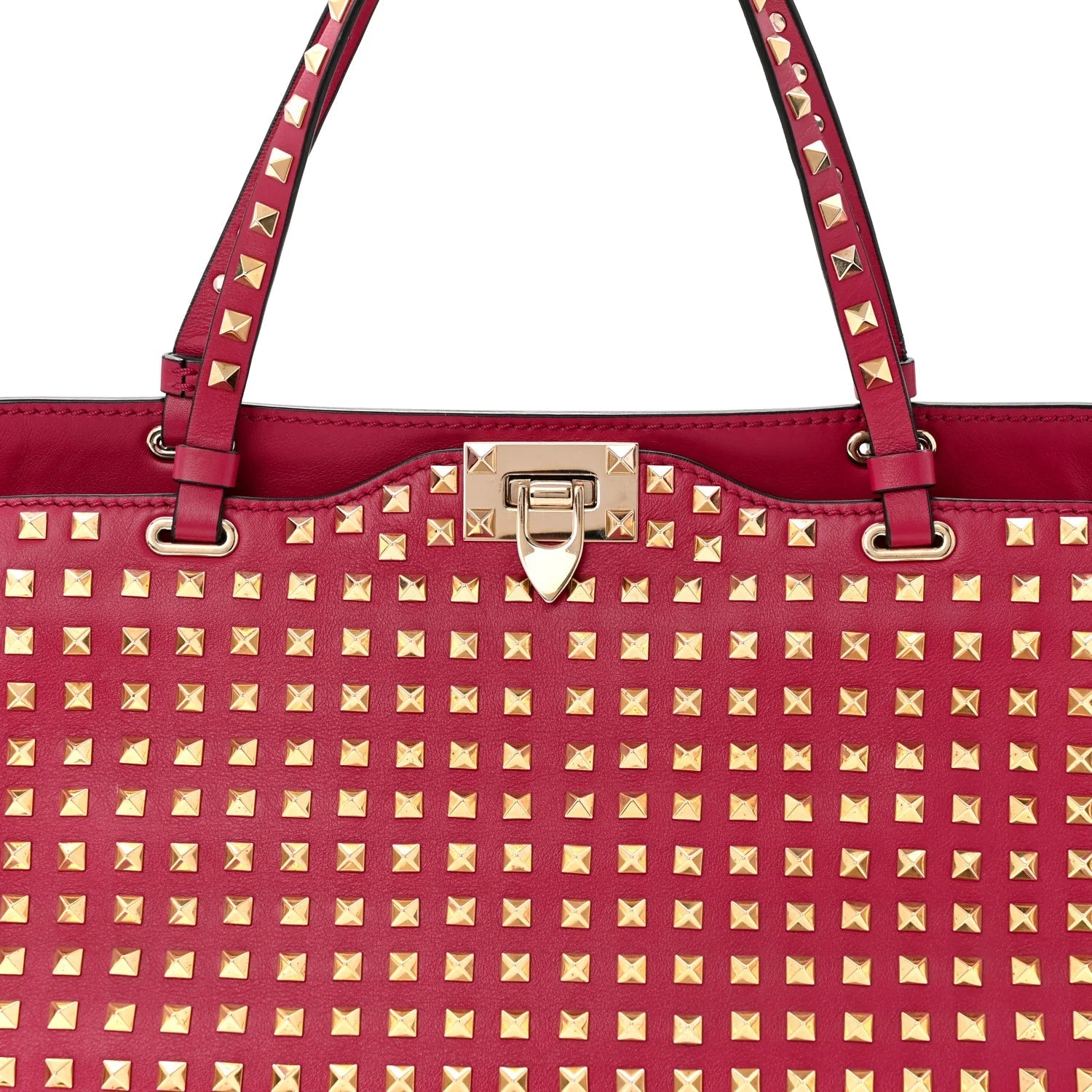 Vitello Medium Rockstud All over Tote Cyclamin