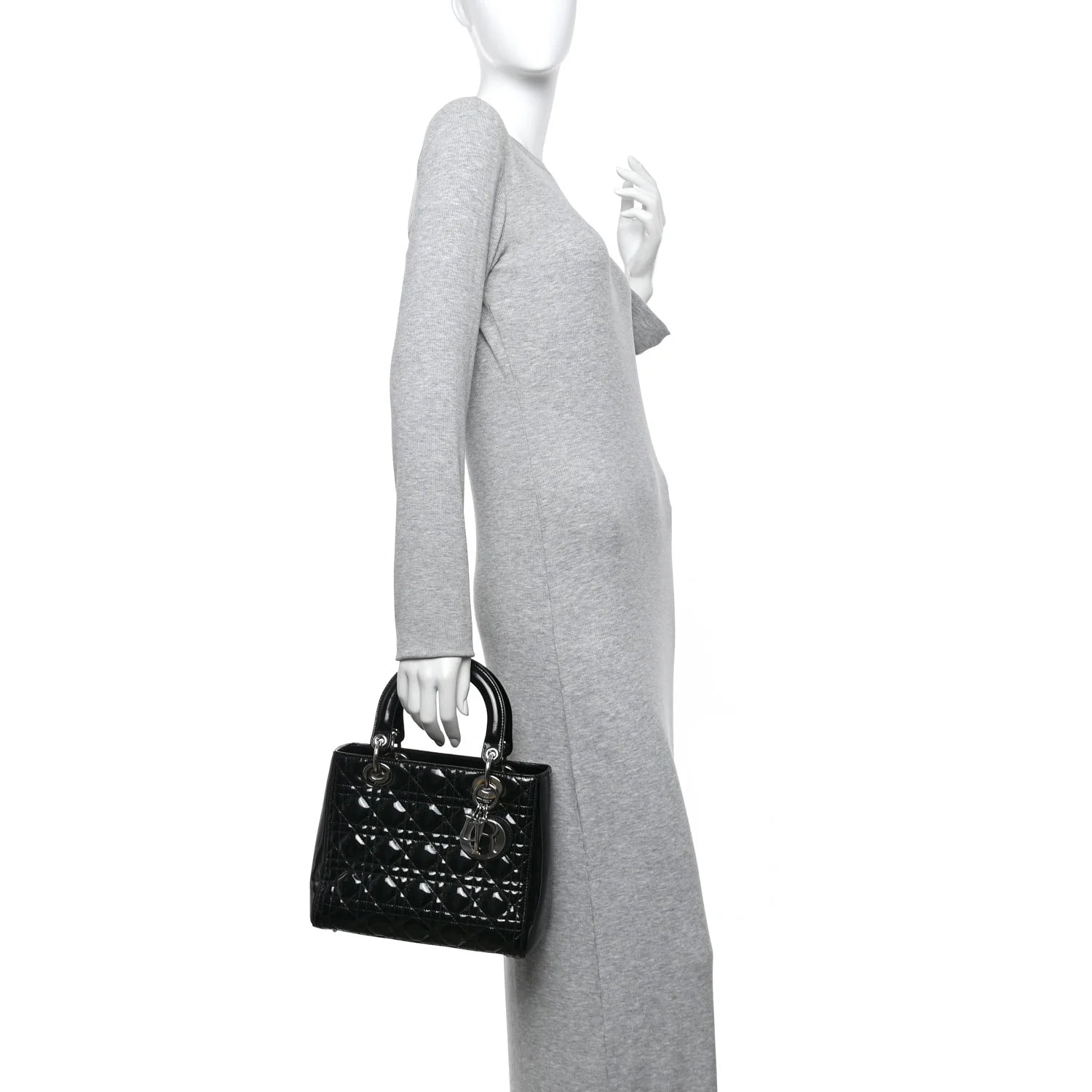 Patent Cannage Medium Lady Dior Black