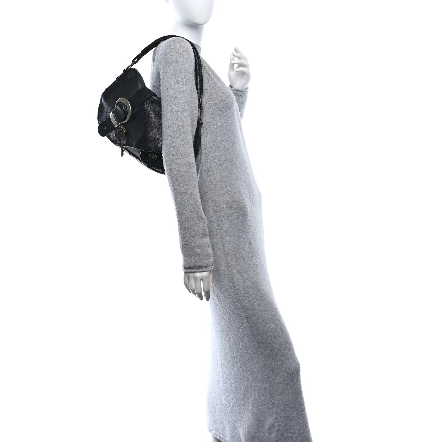 Pebbled Calfkskin Braided Medium Gaucho Double Saddle Bag Black