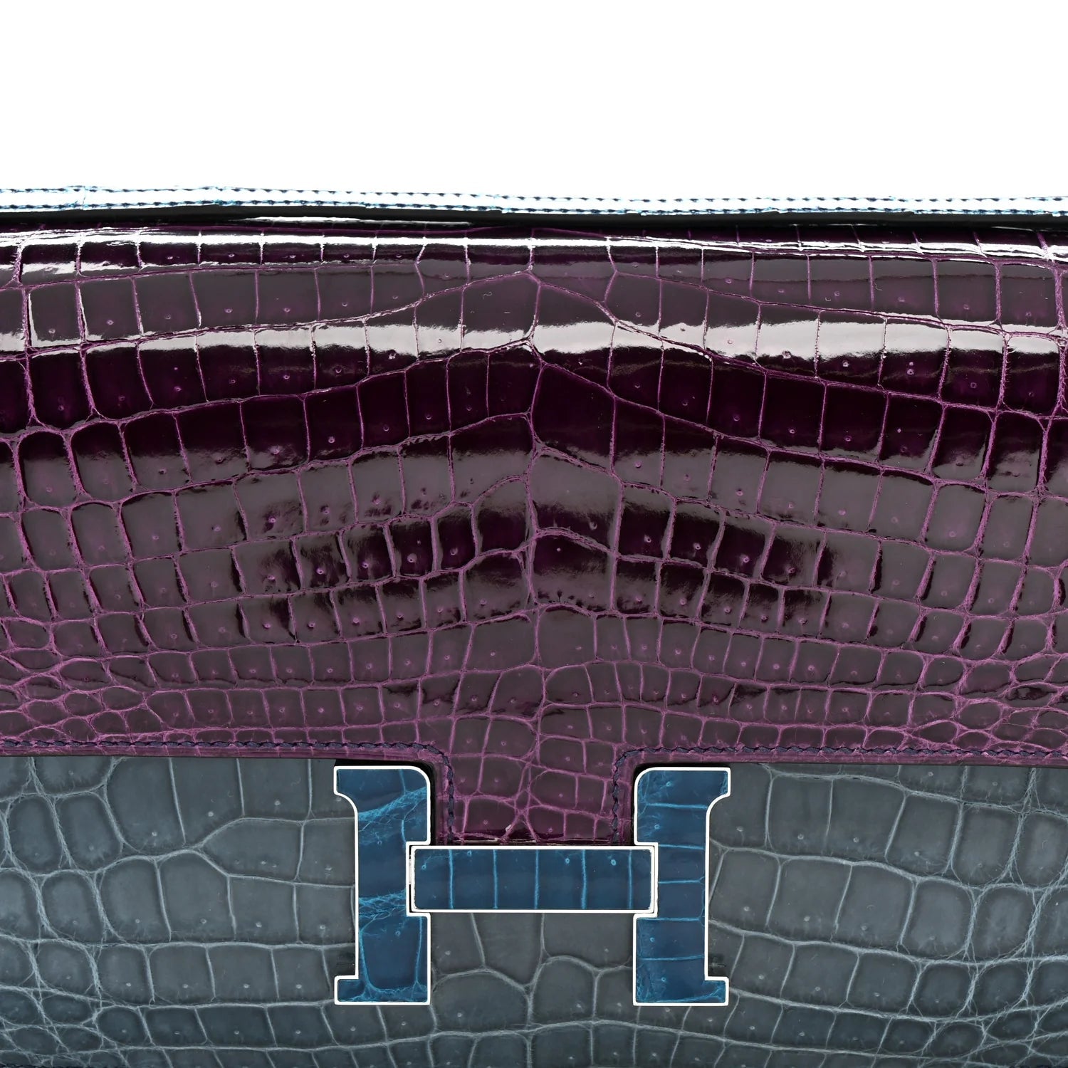 Shiny Niloticus Crocodile Constance Elan 25 Cassis Bleu Izmir Bleu Tempete