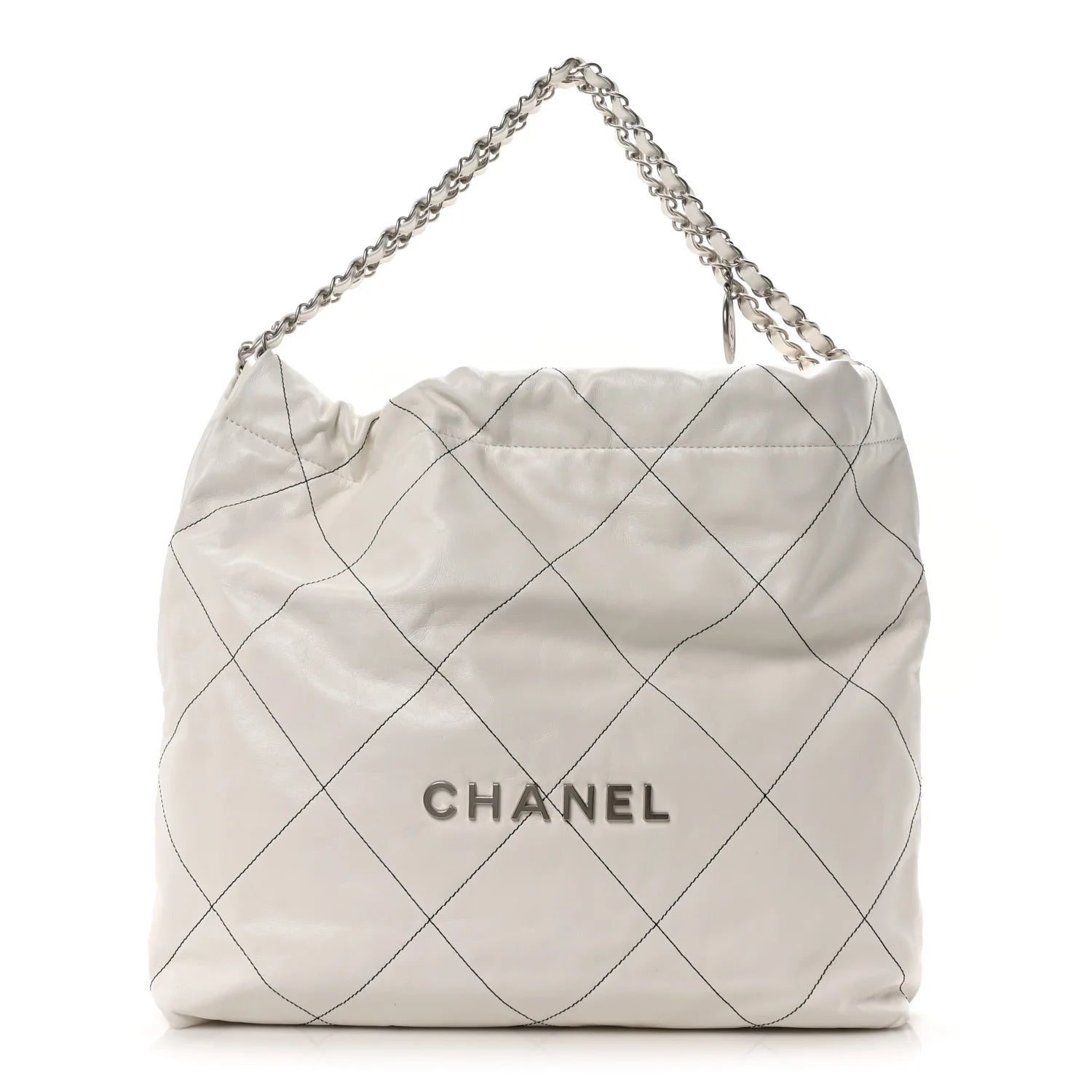 Shiny Calfskin Quilted  22 White Black