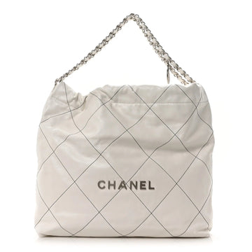 Shiny Calfskin Quilted  22 White Black