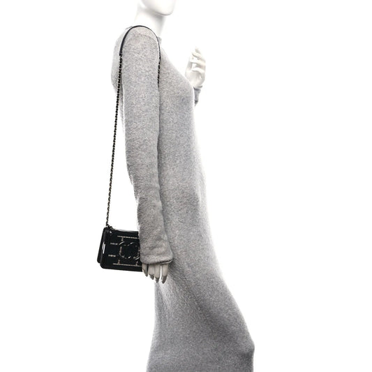 Plexiglass Patent Baguette Crystal Mini Boy Brick Flap Black