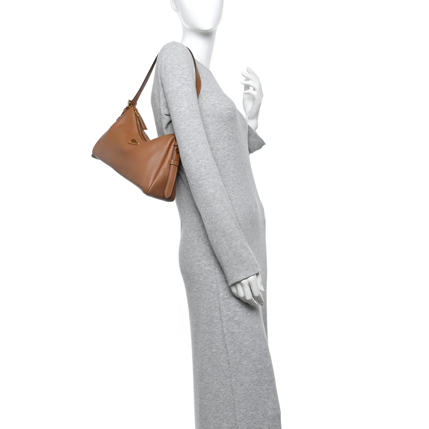 Soft Calfskin Medium Aimee Shoulder Bag Caramel