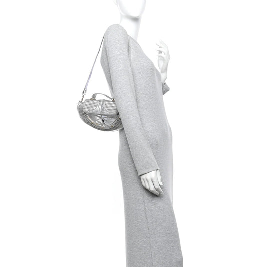 Snakeskin Nylon Vanity Mirror Clutch Transparent