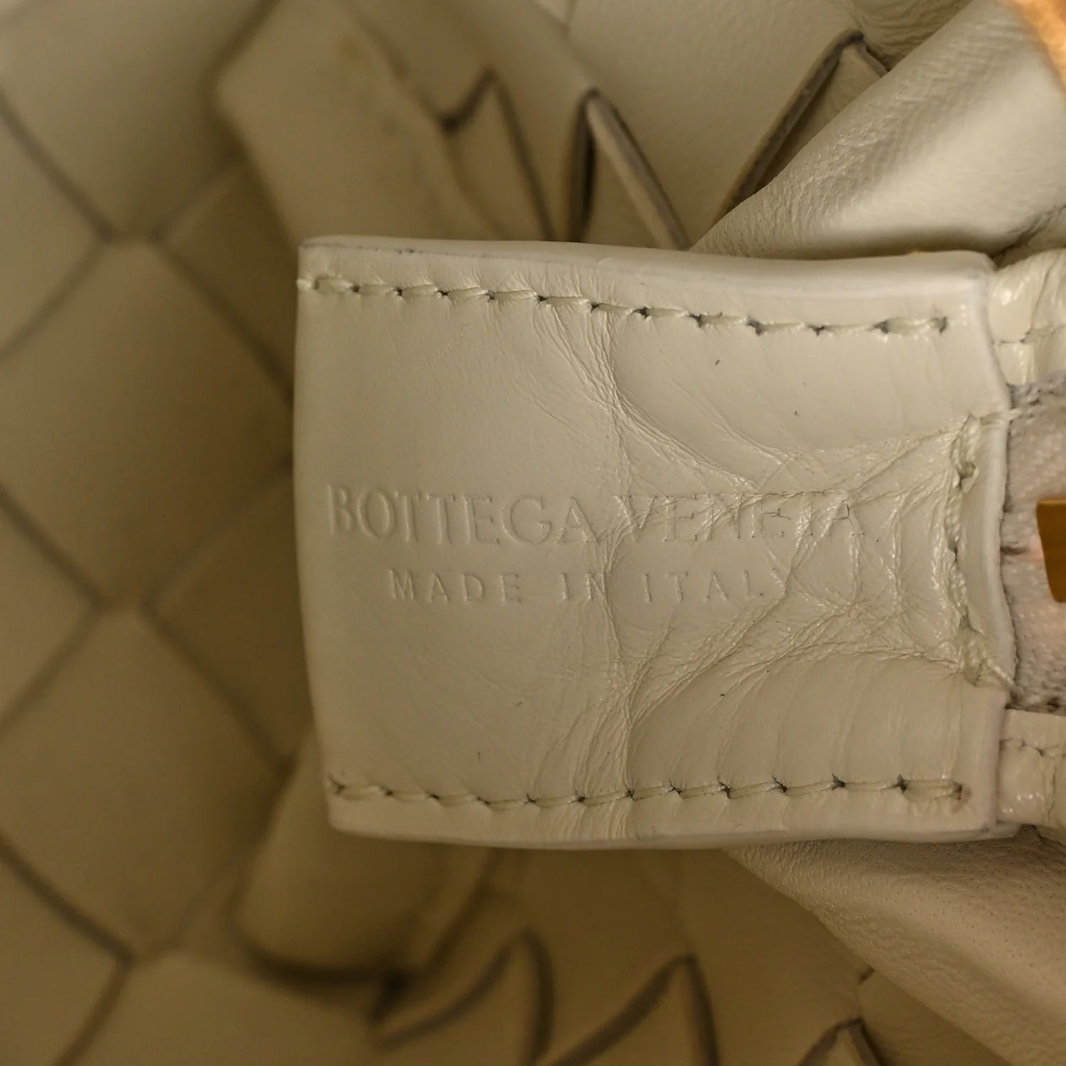 Polished Nappa Intrecciato Metal Knots Mini Loop Camera Bag Bone