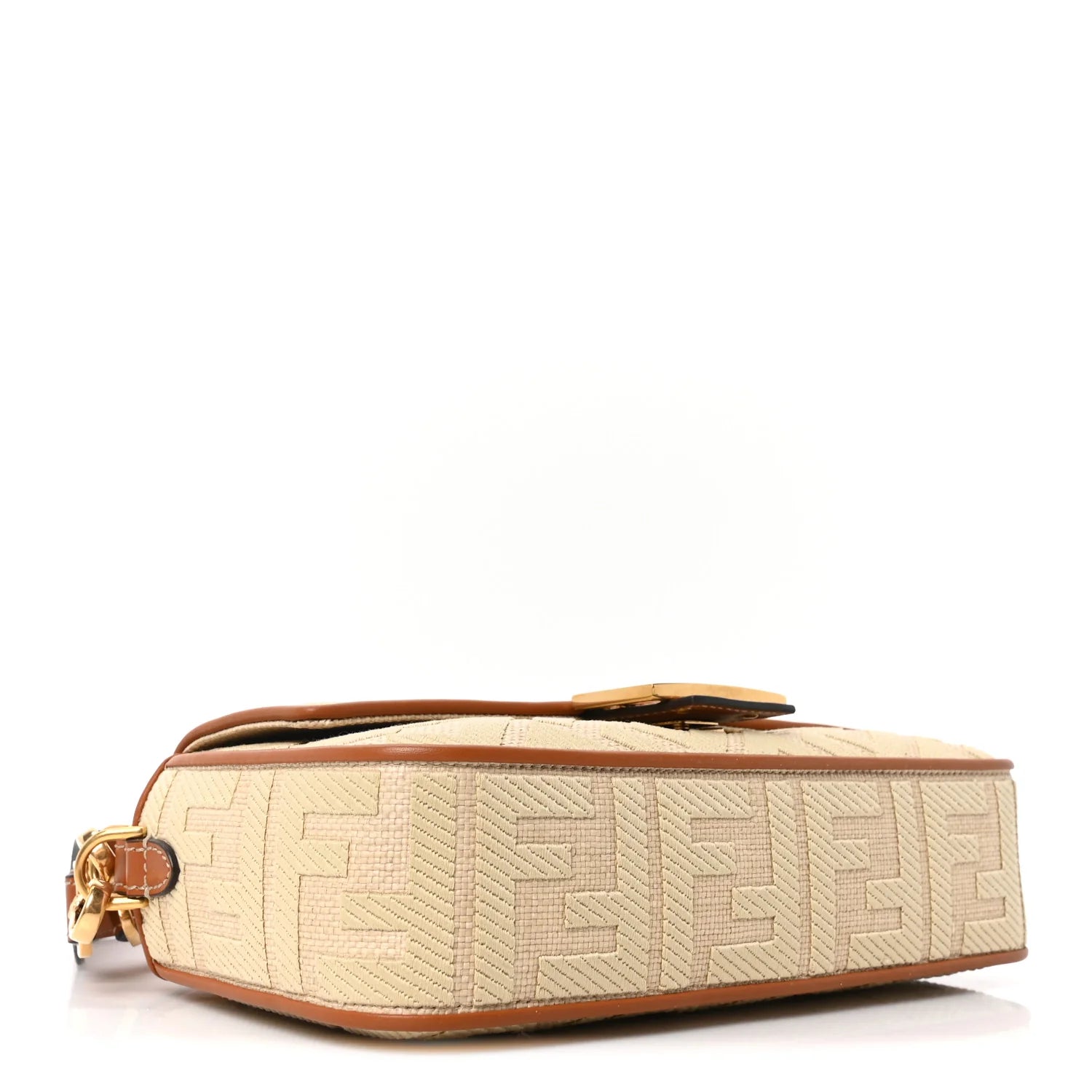 Raffia Vitello King Lucido FF Embroidered Baguette Alchemy Brandy